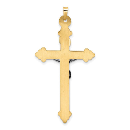 14K Bicolor 14K Bicolor Poliert Hohl Inri Knospend Kruzifix Anhänger