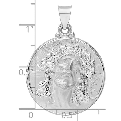 14K Weißgold 14K Weißgold Poliert und Satiniert Hohl Jesus Face Plättchen Anhänger