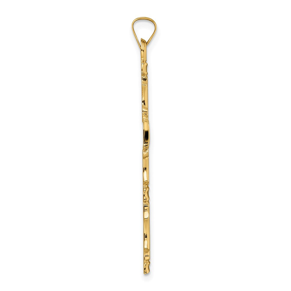 14K Gelbgold Polierter Massiver Kreuzanhänger mit Fantasie-Design