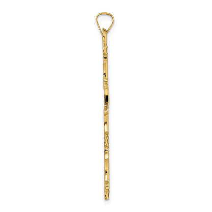 14K Gelbgold Polierter Massiver Kreuzanhänger mit Fantasie-Design