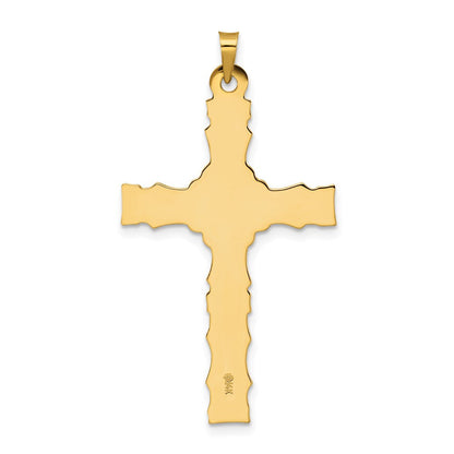 14K Gelbgold Polierter Massiver Kreuzanhänger mit Fantasie-Design