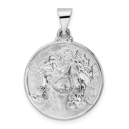 14K Weißgold 14K Weißgold Poliert und Satiniert Hohl Jesus Face Plättchen Anhänger
