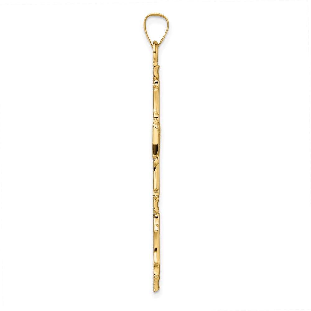 14 Karat Gelbgold Polierter Massiver Kreuz-Anhänger mit Fantasie-Design