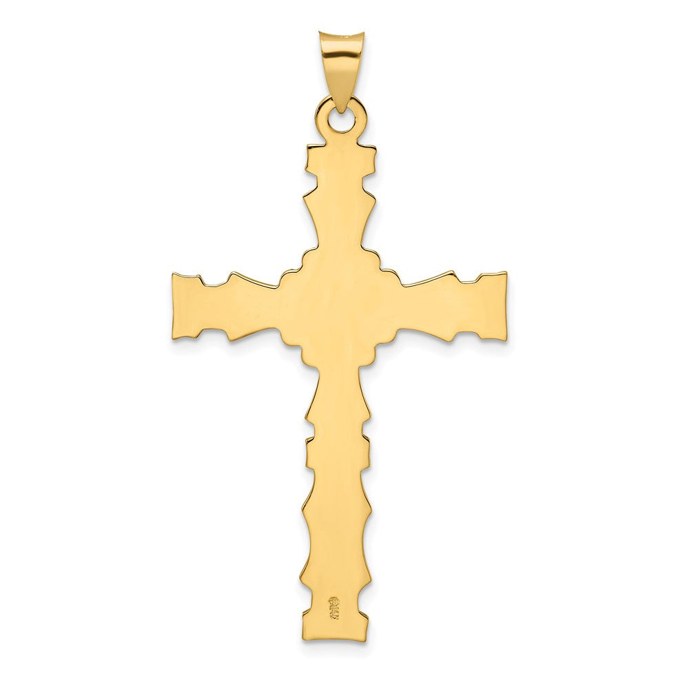 14 Karat Gelbgold Polierter Massiver Kreuz-Anhänger mit Fantasie-Design