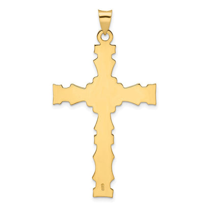 14 Karat Gelbgold Polierter Massiver Kreuz-Anhänger mit Fantasie-Design