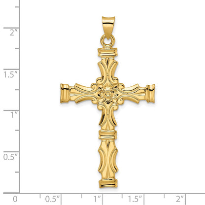 14 Karat Gelbgold Polierter Massiver Kreuz-Anhänger mit Fantasie-Design