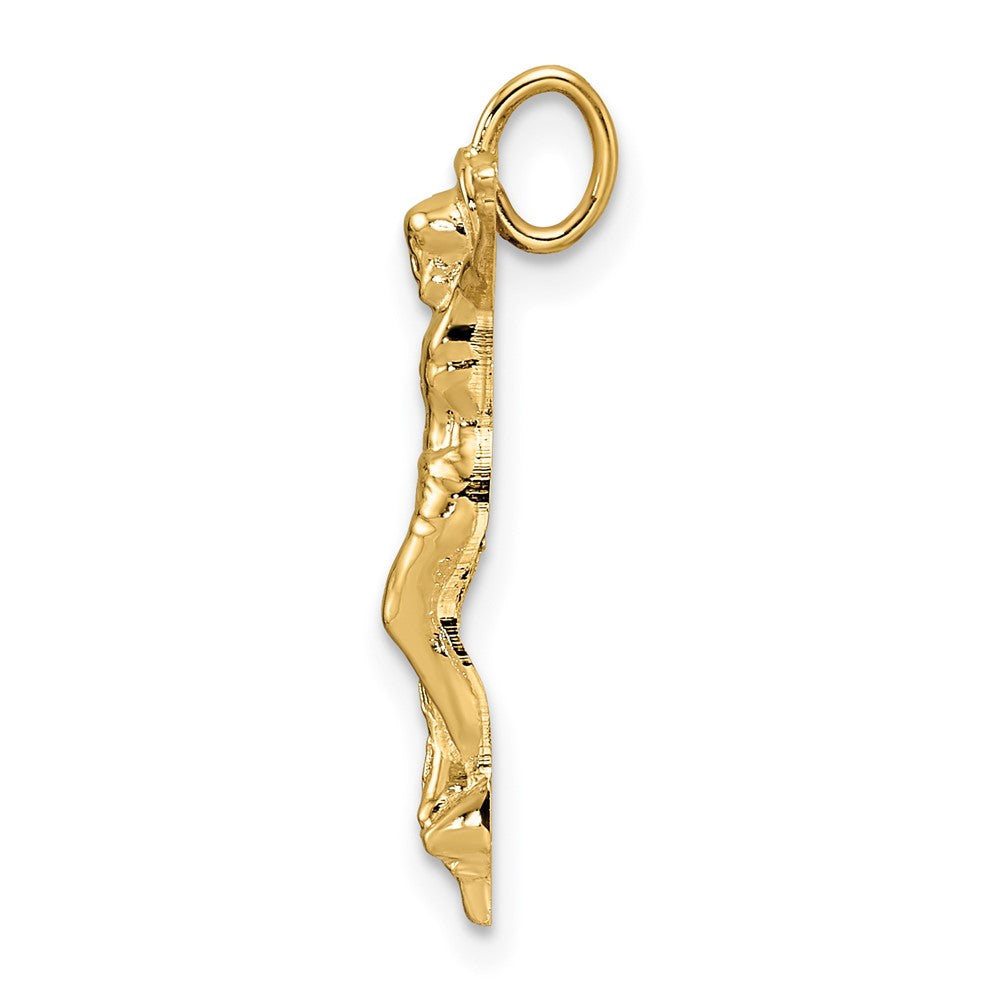 14K Gelbgold Poliert Massiv Risen Christus Kette Anhänger