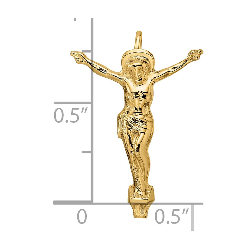 14K Gelbgold Poliert Massiv Risen Christus Kette Anhänger