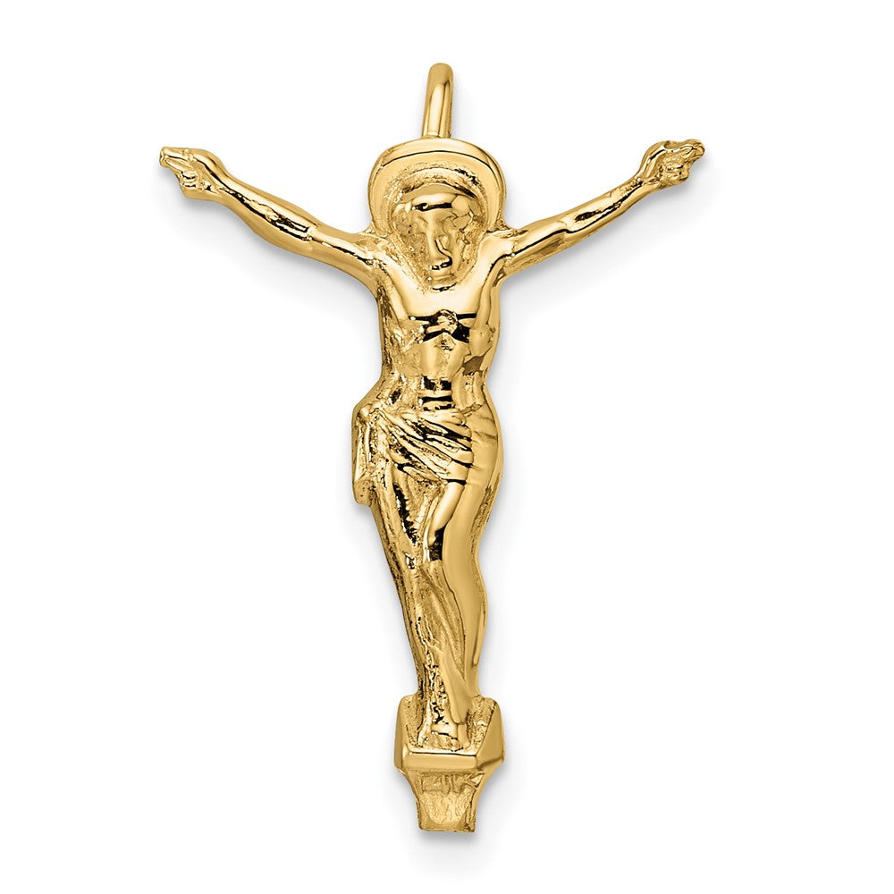 14K Gelbgold Poliert Massiv Risen Christus Kette Anhänger