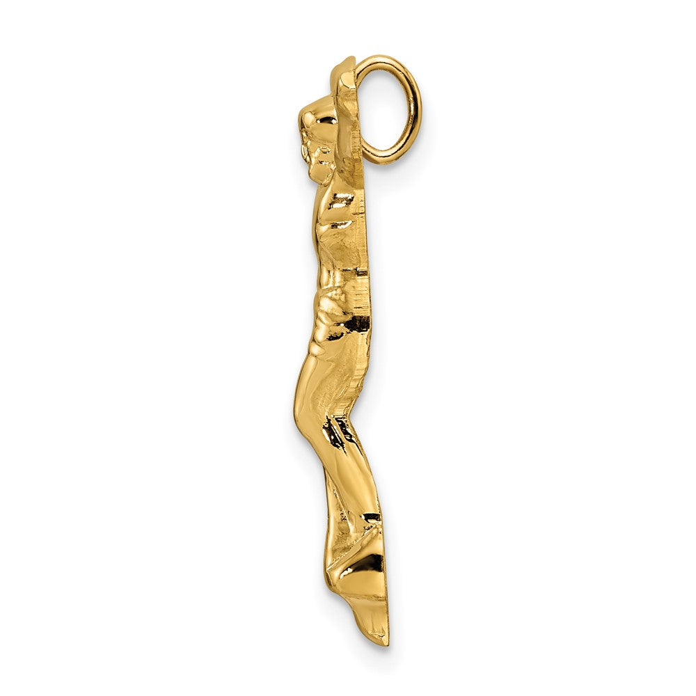 14K Gelbgold Poliert Massiv Risen Christus Kette Anhänger
