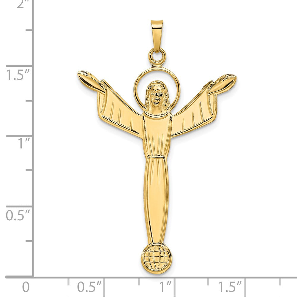 14K Gelbgold Poliert Massiv Auferstandener Christus Anhänger