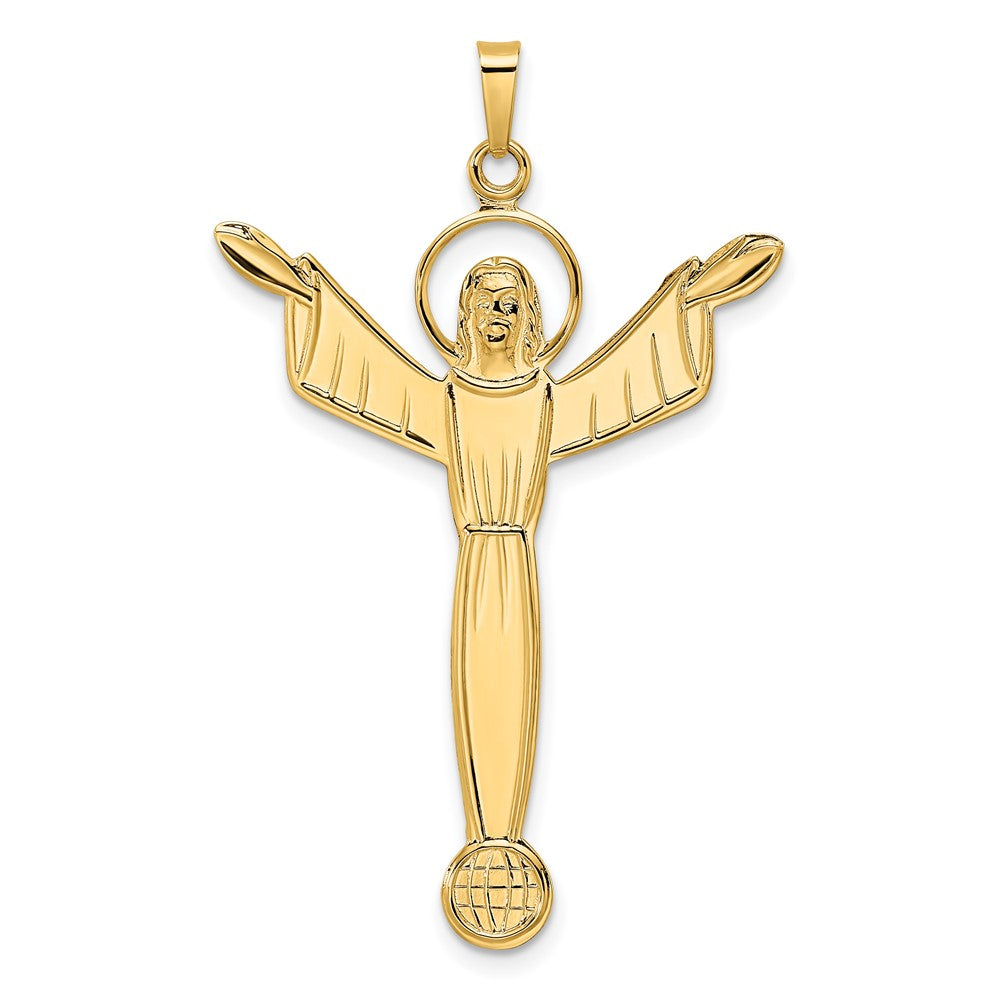 14K Gelbgold Poliert Massiv Auferstandener Christus Anhänger