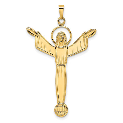 14K Gelbgold Poliert Massiv Auferstandener Christus Anhänger