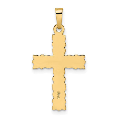 14K Gelbgold Anhänger, Kreuz, floral, poliert und strukturiert, massiv