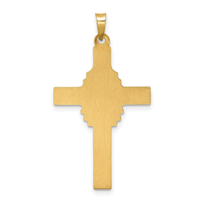 14K Gelbgold 14K Poliert und Satiniert Hohl Kreuz Anhänger