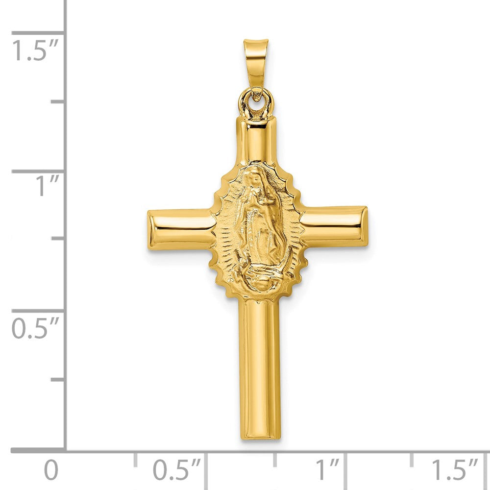 14K Gelbgold 14K Poliert und Satiniert Hohl Kreuz Anhänger
