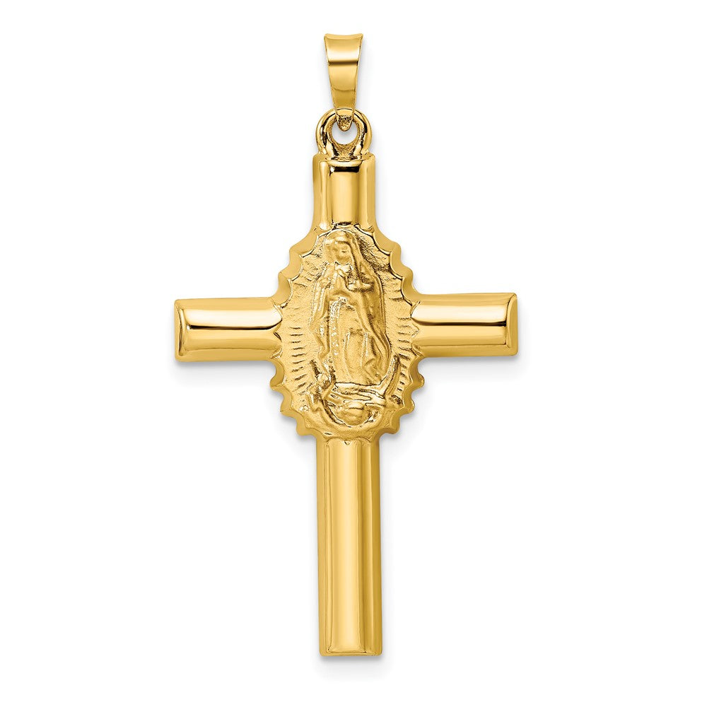 14K Gelbgold 14K Poliert und Satiniert Hohl Kreuz Anhänger