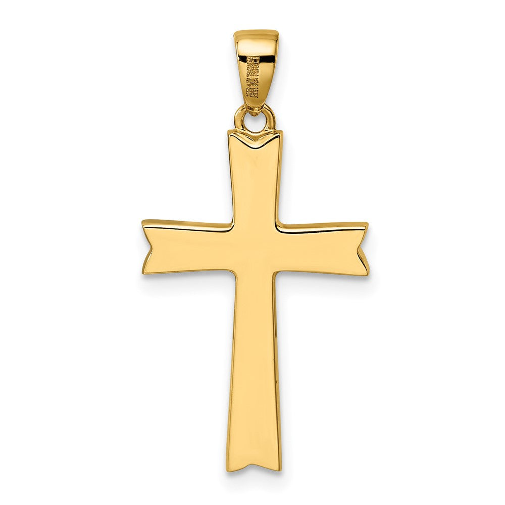 14 Karat Gelbgold und Weißgold mit Rhodium-Beschichtung, poliert, diamantbeschliffener Kreuz-Anhänger
