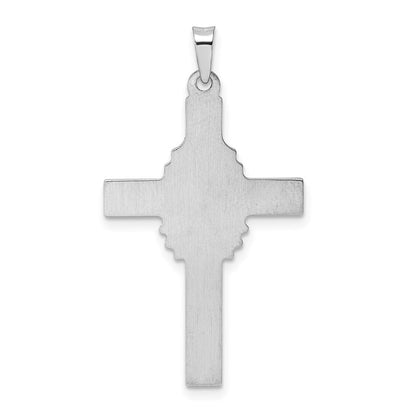 14K Weißgold 14K Weißgold Poliert und Satiniert Hohl Kreuz Anhänger