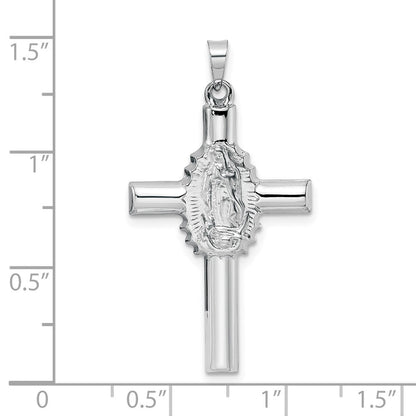 14K Weißgold 14K Weißgold Poliert und Satiniert Hohl Kreuz Anhänger