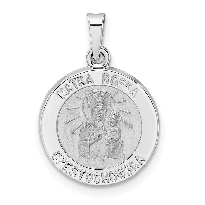 14K Weißgold 14K Weißgold Poliert und Satiniert Hohl Matka Boska Medaille Anhänger