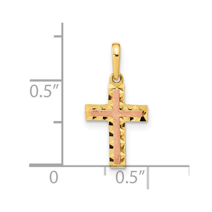 14K Bicolor 14K Bicolor Diamantiert Kreuz Anhänger