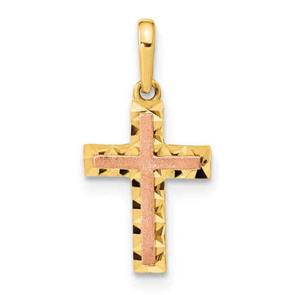 14K Bicolor 14K Bicolor Diamantiert Kreuz Anhänger