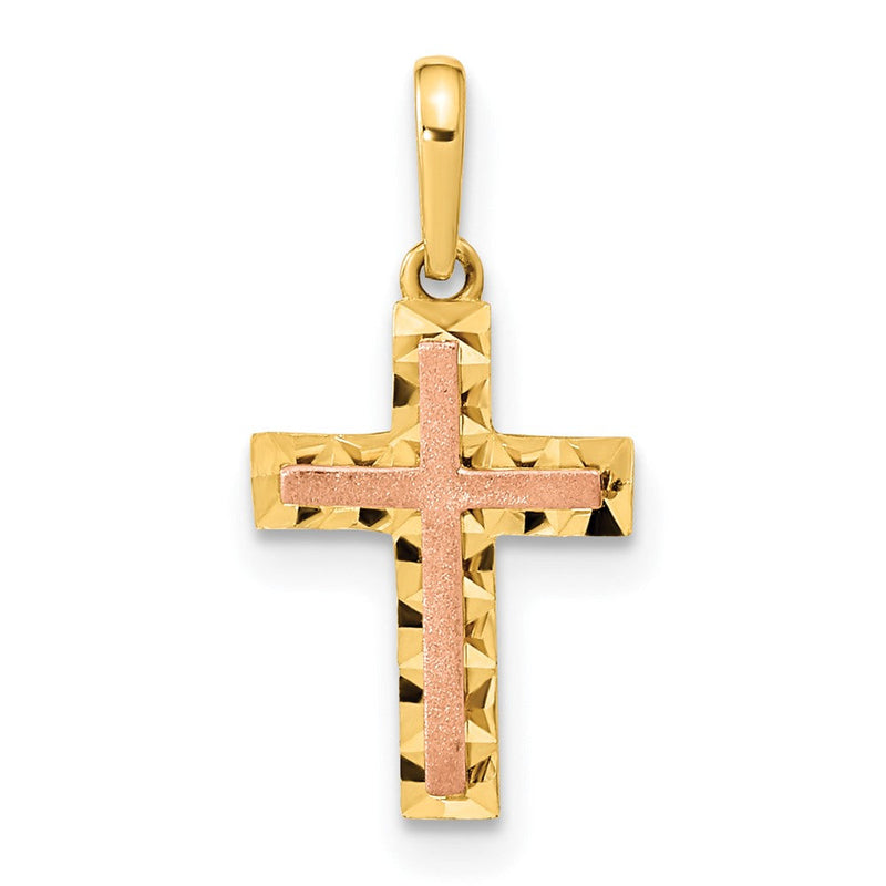 14K Bicolor 14K Bicolor Diamantiert Kreuz Anhänger