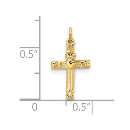 14K Gelbgold 14K Poliert Massiv Herz Kreuz Anhänger