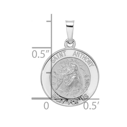 14K Weißgold 14K Weißgold Poliert und Satiniert Hohl St Anthony Medaille Anhänger