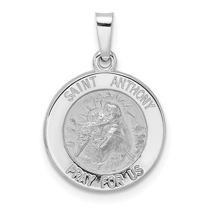 14K Weißgold 14K Weißgold Poliert und Satiniert Hohl St Anthony Medaille Anhänger