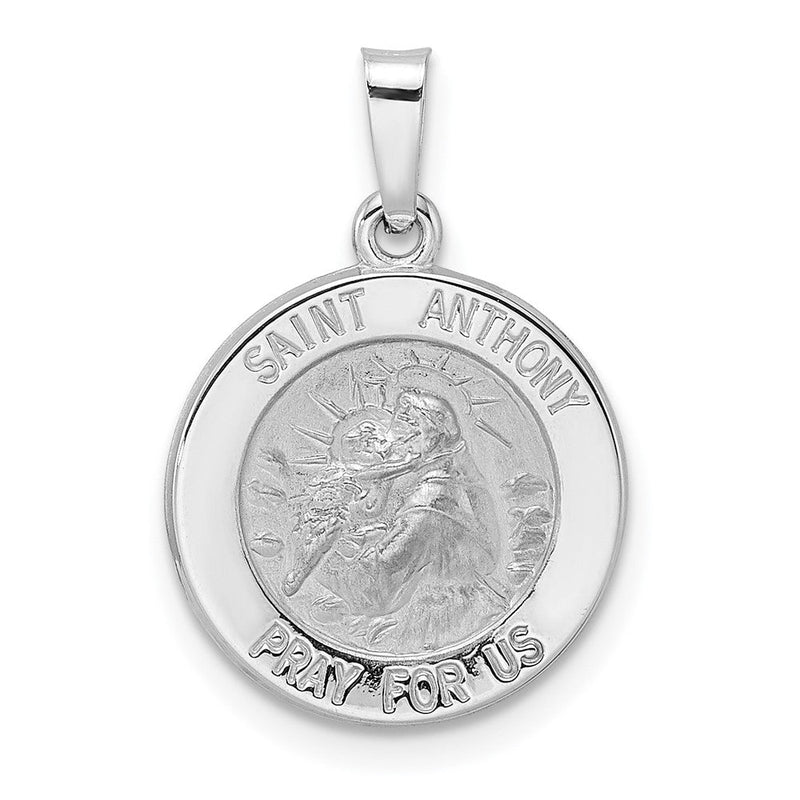 14K Weißgold 14K Weißgold Poliert und Satiniert Hohl St Anthony Medaille Anhänger