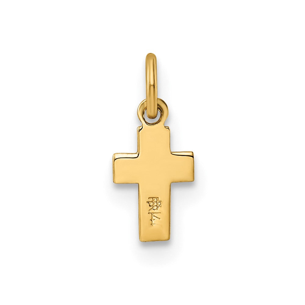 14K Gelbgold 14K Poliert Massiv Winzig Herz Kreuz Anhänger