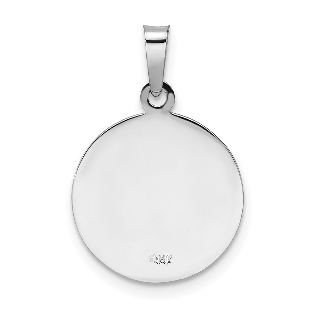 14K Weißgold Poliert und Satiniert Hohl St Anthony Medaille Anhänger