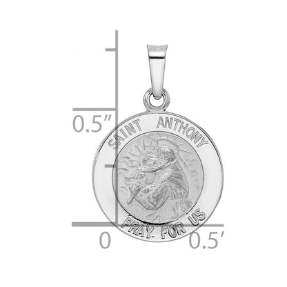 14K Weißgold Poliert und Satiniert Hohl St Anthony Medaille Anhänger