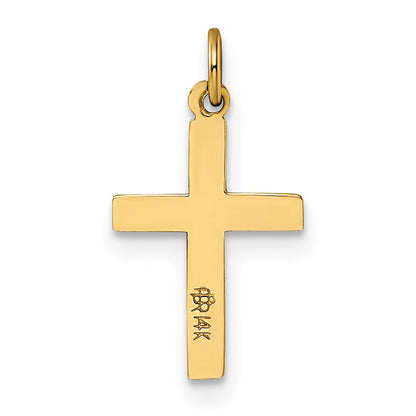 14K Gelbgold Poliert und Strukturiert Massiv Kreuz Anhänger