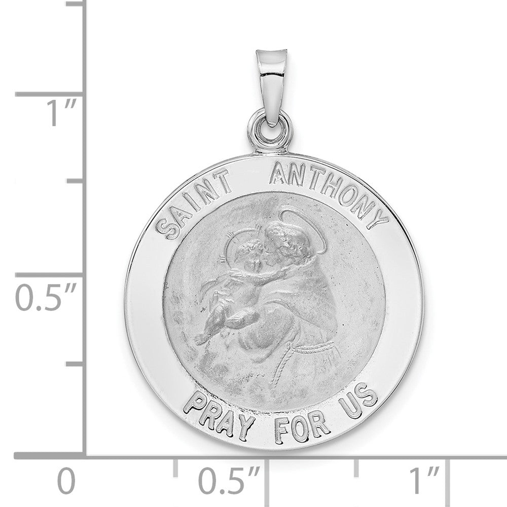 14K Weißgold Polierter St. Anthony Massiver Medaillen-Anhänger
