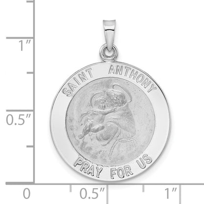 14K Weißgold Polierter St. Anthony Massiver Medaillen-Anhänger