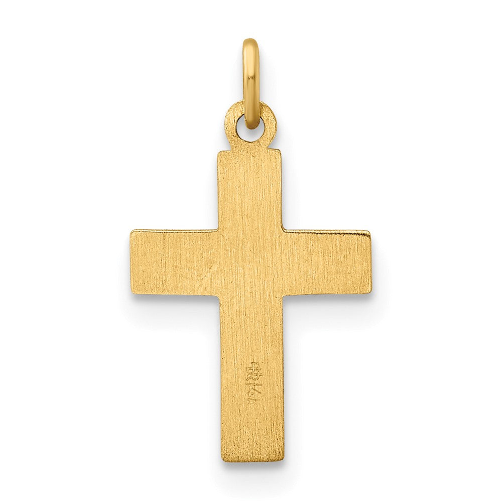 14K Gelbgold Poliert und Strukturiert Massiv Stern Kreuz Anhänger