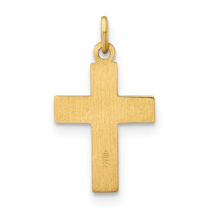 14K Gelbgold Poliert und Strukturiert Massiv Stern Kreuz Anhänger
