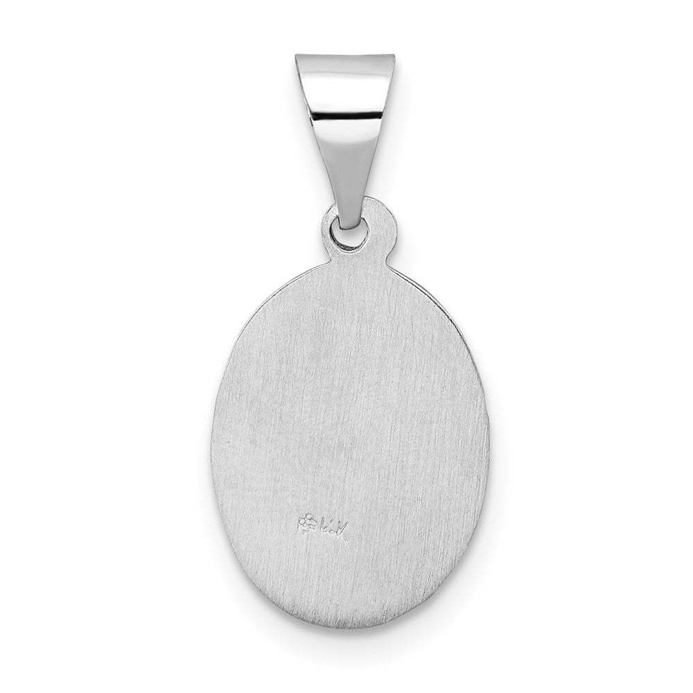14K Weißgold 14K Weißgold Poliert und Satiniert Hohl Oval St Anthony Medaille Anhänger