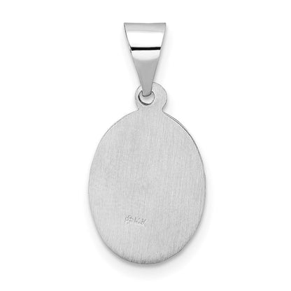 14K Weißgold 14K Weißgold Poliert und Satiniert Hohl Oval St Anthony Medaille Anhänger