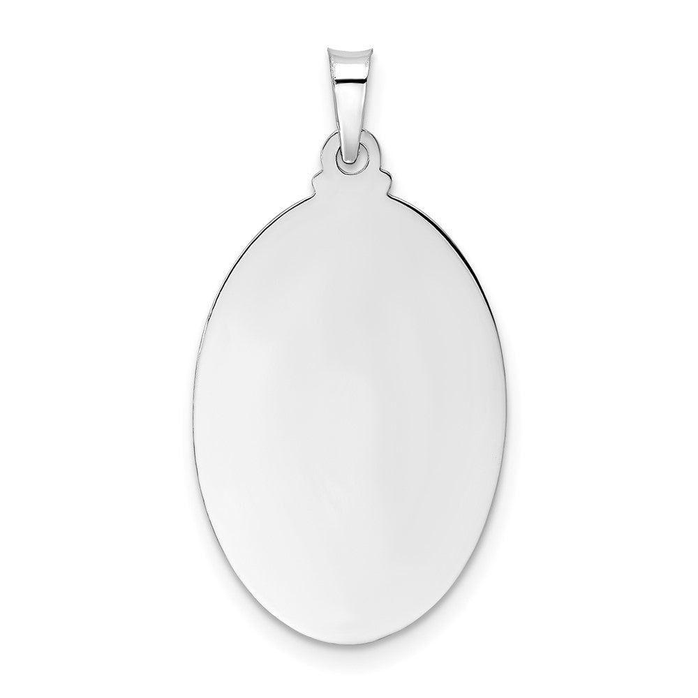 14k Weißgold Polierter Massiver Ovaler St.-Antonius-Medaillenanhänger