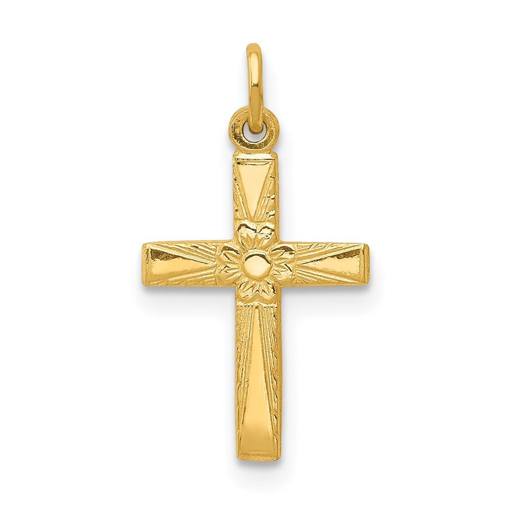 14K Gelbgold 14K Blumen Kreuz Charm