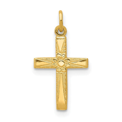 14K Gelbgold 14K Blumen Kreuz Charm