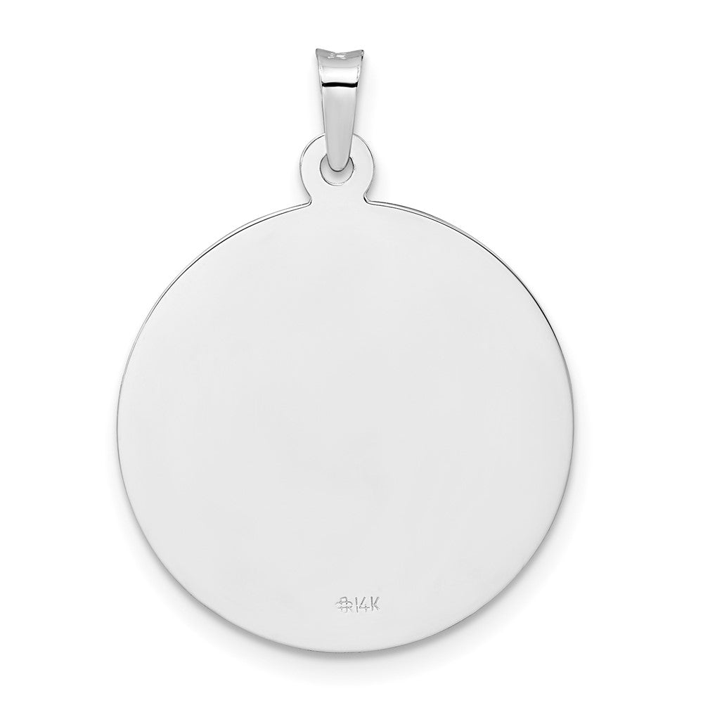 14K Weißgold Polierter Heiliger Josef Massiv Medaille Anhänger