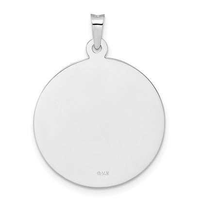 14K Weißgold Polierter Heiliger Josef Massiv Medaille Anhänger