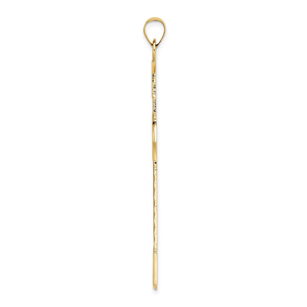 14K Gelbgold Poliert Massiv Kreuz-Anhänger mit Fantasie-Design
