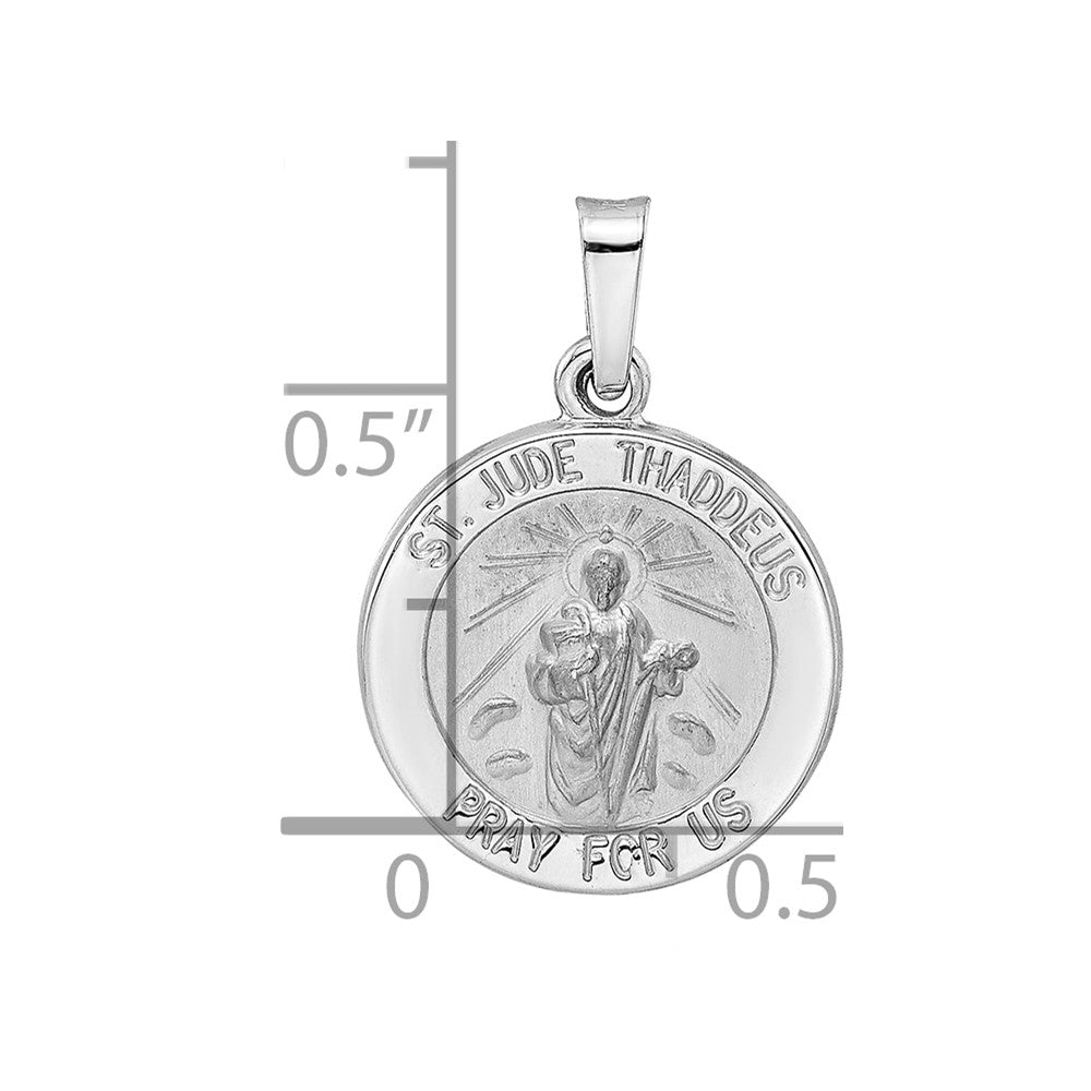 14K Weißgold 14K Weißgold Poliert und Satiniert Hohl St Jude Thaddeus Medaille Anhänger