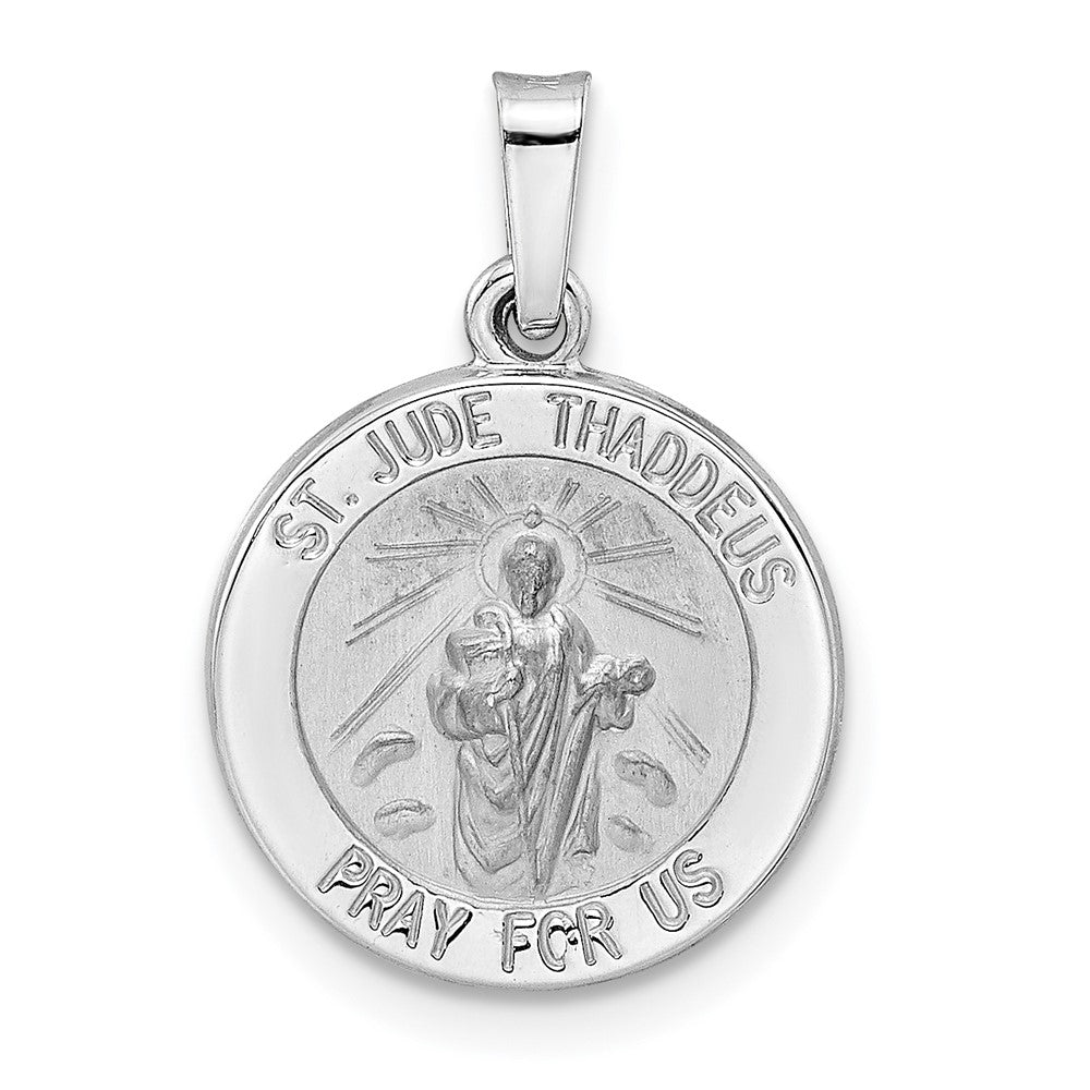 14K Weißgold 14K Weißgold Poliert und Satiniert Hohl St Jude Thaddeus Medaille Anhänger